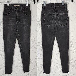 Levi's Black Wash Stretch Denim Mile High Super Skinny Jeans